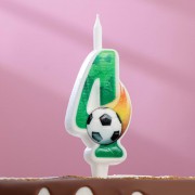 Свеча для торта "Футбольная", 12.5 см, зелёная цифра "4" 3971028
