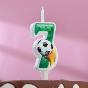 Свеча для торта "Футбольная", 12.5 см, зелёная цифра "7" 3971031